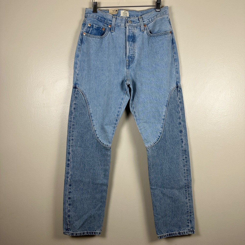 Levi's Women's 29x30‎ 501 Original Jeans Light Blue Paneled Two-Tone NEW